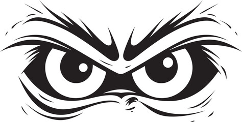 Fuming Focus Emblematic Representation of Angry Eye Mask Outraged Expression Vector Logo Design of Cartoon Angry Eye Mask