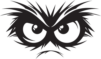Outraged Expression Vector Logo Design of Cartoon Angry Eye Mask Fiery Fury Angry Eye Mask Iconic Emblem