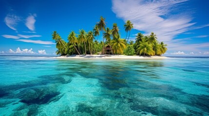 Wild tropical paradise islands in the middle of the blue ocean  - obrazy, fototapety, plakaty