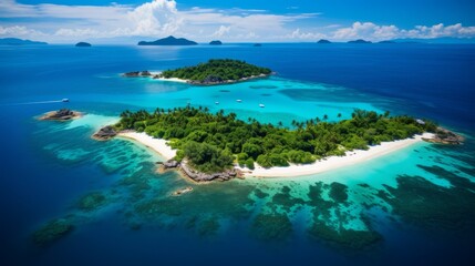 Fototapeta na wymiar Wild tropical paradise islands in the middle of the blue ocean 