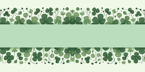 Seamless border with clover leaves. St. Patrick's day background, shamrock backdrop, generative ai