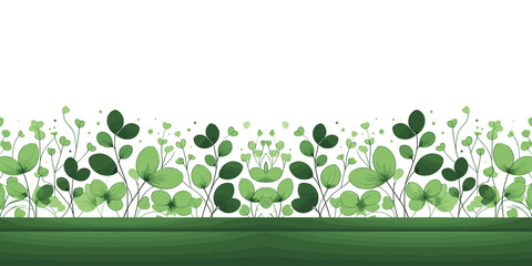 Seamless border with green grass and leaves, green floral border for card design, Vector illustration, generative ai