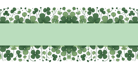 Seamless border with clover leaves. St. Patrick's day background, shamrock backdrop, generative ai