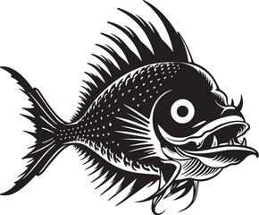 Diabolic Dive Sinister Angular Fish Vector Symbol Serrated Scales Evil Angular Creature Fish Logo