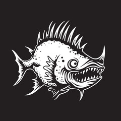 Abyssal Aberration Angular Creature Fish Emblem with Sinister Touch Diabolical Depths Evil Angular Fish Vector Symbolism