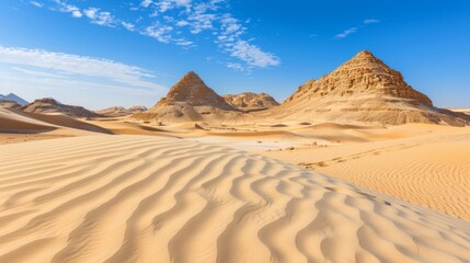 Fototapeta na wymiar Spectacular sahara desert landscape in egypt showcasing mesmerizing undulating sand dunes