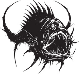 Malignant Mariner Sinister Angular Fish Emblem Sinister Swimmer Evil Angular Creature Fish Iconography