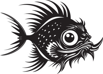 Maleficent Marauder Evil Angular Fish Vector Symbol Malignant Mariner Sinister Angular Creature Fish Icon