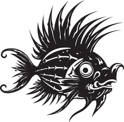 Diabolic Depths Evil Angular Fish Vector Symbolism Sinuous Serpent Angular Fish Logo with Evil Impression
