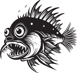 Malignant Mariner Sinister Angular Fish Emblem Sinister Swim Evil Angular Creature Fish Iconography