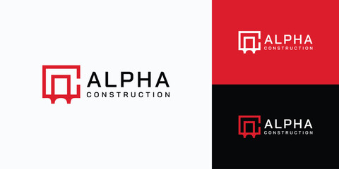 Vector logo design for the initials letters A C in the shape of a bridge with a modern, simple, clean and abstract style.