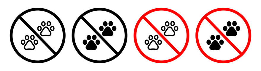 No Dogs or Pets Allowed. Animal Prohibition Sign. Pet Free Zone Warning - obrazy, fototapety, plakaty