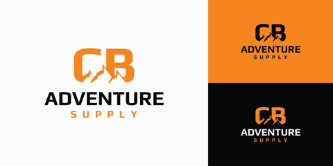 Vector logo design for the initials C B with a mountain silhouette in a modern, simple, clean and abstract style. © ahmad
