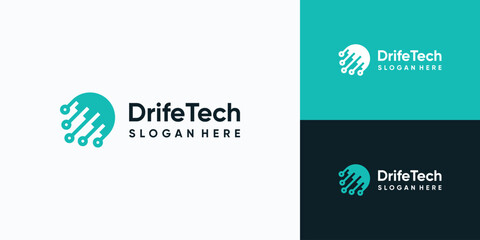 Technology connection initial letter D vector logo design with modern, simple, clean and abstract style.
