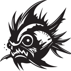 Abyssal Abomination Evil Angular Creature Fish Icon Diabolic Depths Angular Fish Vector Emblem of Evil