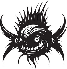 Sinuous Serpent Sinister Angular Creature Fish Symbol Wicked Whiskers Evil Angler Fish Icon in Vector Form