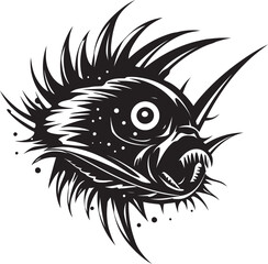 Diabolic Depths Angular Fish Vector Emblem of Evil Sinuous Serpent Sinister Angular Creature Fish Symbol