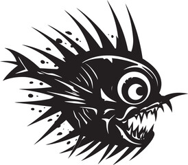 Venomous Voyage Evil Angular Fish Vector Emblem Nefarious Navigator Sinister Angular Fish Iconic Design