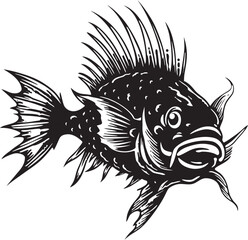 Venomous Voyage Vector Logo Design of Evil Angler Fish Sinuous Serpent Angular Creature Fish Iconic Symbol