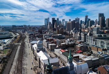 Aerial view of Montreal old port in spring  - 760764577