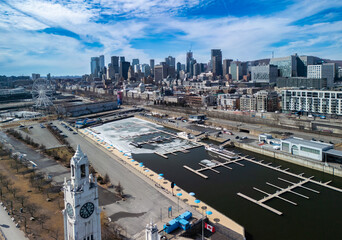 Aerial view of Montreal old port in spring  - 760764587