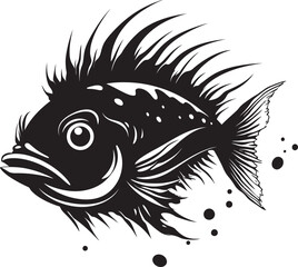 Abyssal Abomination Sinister Angular Fish Vector Icon Malevolent Angler Sinister Fish Vector Logo