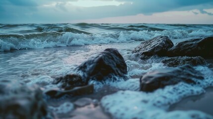 Obraz premium view of a rocky beach generative ai