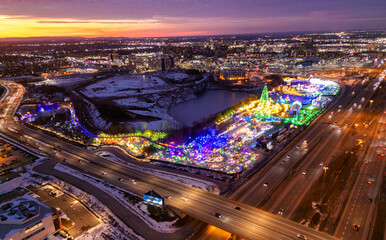 Fototapeta na wymiar Aerial view of Laval, Quebec in winter