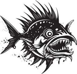 Ghostly Goliath Evil Anglerfish Emblem Cursed Currents Angular Creature Logo Concept