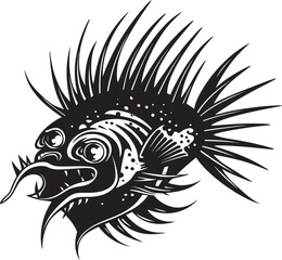 Cursed Current Evil Fish Vector Art Venomous Vanguard Sinuous Fish Emblem Design