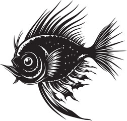 Venomous Vanguard Sinuous Fish Emblem Design Nightmarish Navigator Angular Angler Logo