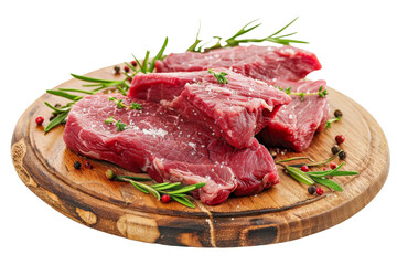 Fresh Raw Red Beef Meat Slices Isolated on Transparent or White Background
