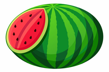 water melon on white background, vector art illustration