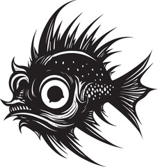 Haunted Hunter Sinuous Fish Iconography Diabolic Drifter Evil Anglerfish Vector Symbol