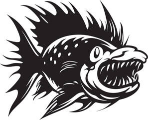 Diabolic Drifter Evil Anglerfish Vector Symbol Wicked Wanderer Angular Creature Logo Art