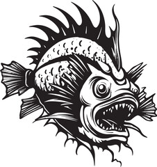 Ghostly Guide Angular Fish Vector Emblem Twisted Tempest Sinuous Creature Logo Symbol