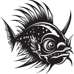 Twisted Tempest Sinuous Creature Logo Symbol Abyssal Agent Evil Fish Vector Concept