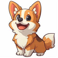A cute corgi with perky ears and a tongue out