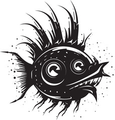 Shadowy Serpent Evil Fish Vector Illustration Vicious Vortex Angular Creature Symbol