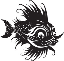 Diabolic Denizen Evil Anglerfish Vector Emblem Wicked Waters Angular Fish Logo Design
