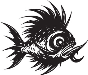 Wicked Waters Maleficent Fish Logo Art Dark Leviathan Sinister Angular Creature Emblem