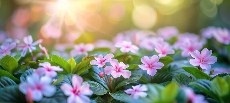 Vibrant spring floral scene  colorful nature background with soft focus on flowers in early summer