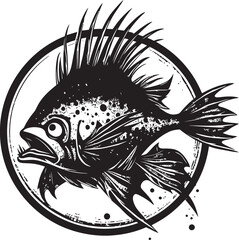 Sinister Stalker Angular Fish Logo Design Ghostly Guide Malevolent Fish Icon Concept