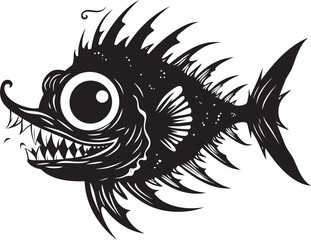Malignant Migration Evil Angler Fish Vector Emblem Serpentine Stalker Emblematic Representation of Angular Creature Fish