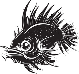 Venomous Visage Sinuous Angler Vector Art Dark Drifter Evil Angular Fish Logo