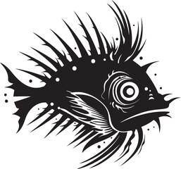 Cursed Crawler Angular Creature Vector Emblem Diabolic Deliverer Evil Fish Iconography