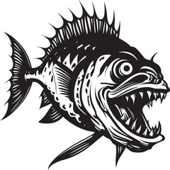 Devilish Depths Evil Angler Fish Vector Symbol Sinister Swimmer Emblematic Representation of Angular Creature Fish