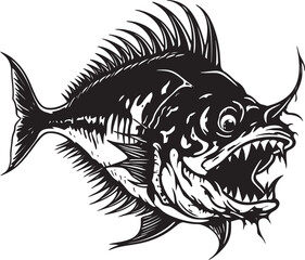 Sinuous Serpent Angular Creature Fish Iconic Symbol Malicious Mariner Evil Angler Fish Vector Emblem