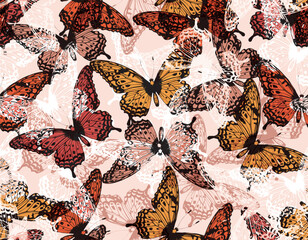 Modern Colourful Flying Buttefly  Seamless pattern vector Illustration - 760765957