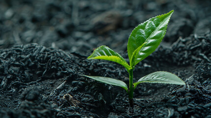 A three-leaved green tea seedling emerges. - Powered by Adobe